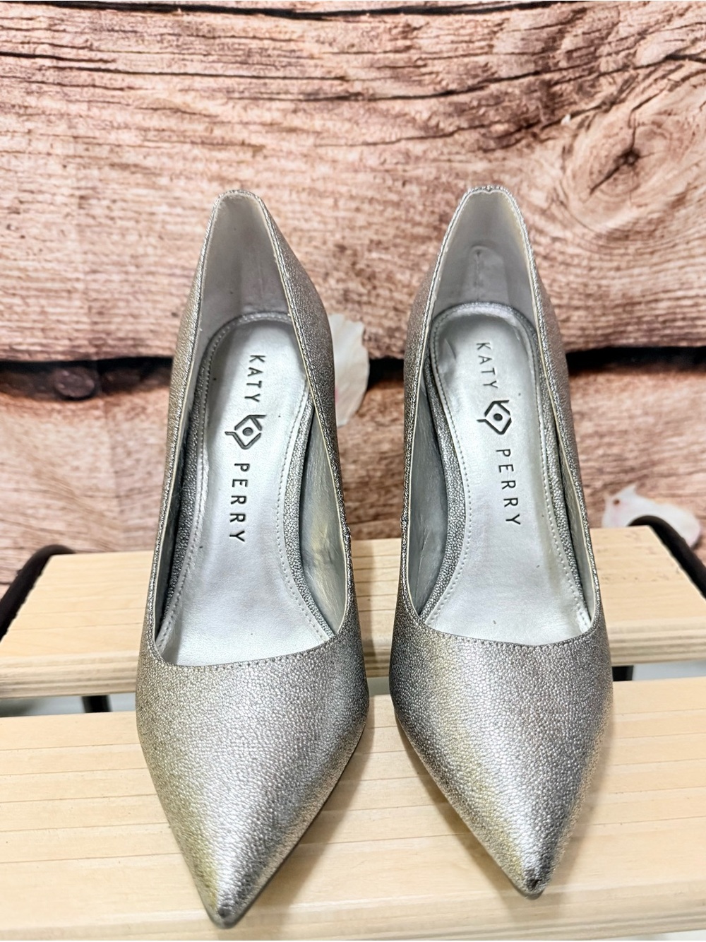 Katy Perry Collections Metallic Silver Pointed Toe Pumps